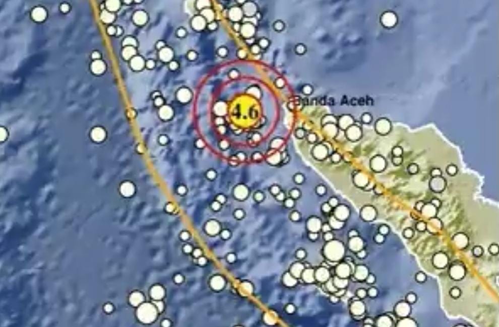 Aceh Gempa, BMKG Catat Guncangan M 4,6 di Barat Banda Aceh