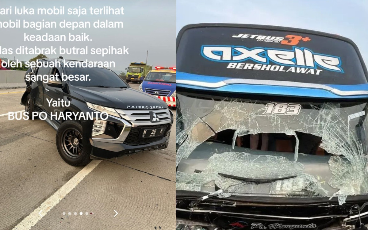 Heboh, Ini Video Bus PO Haryanto yang 'Seruduk' Pajero Sport di Tol Semarang-Batang, Benarkah?