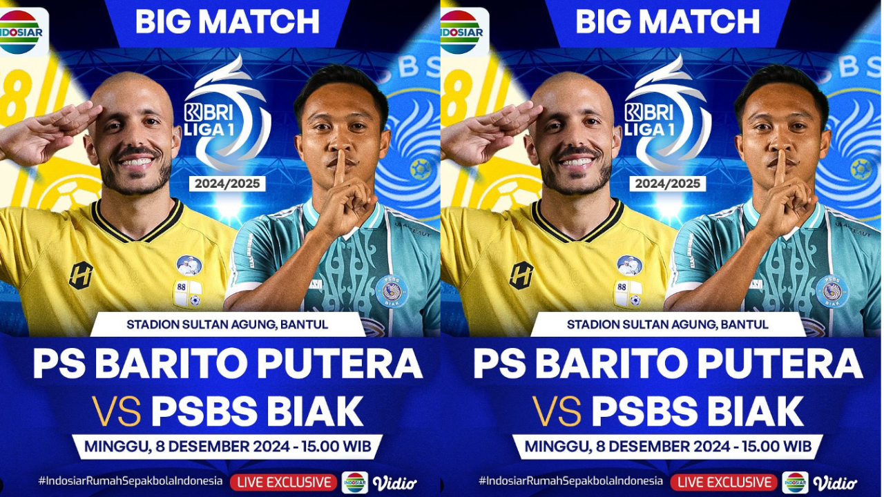 Link Live Streaming Barito Putera vs PSBS Biak di Liga 1 Hari Ini 8 Desember 2024, Kick Off Pukul 15.30 WIB