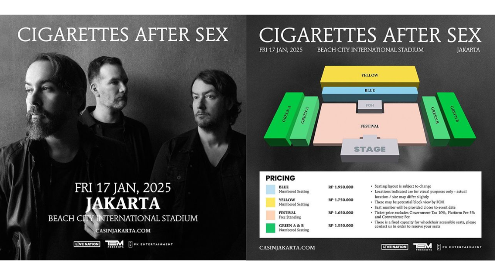 Murah Banget! Harga Tiket Konser Cigarettes After Sex di Jakarta Mulai Rp1 Jutaan, Dijual 31 Juli 2024