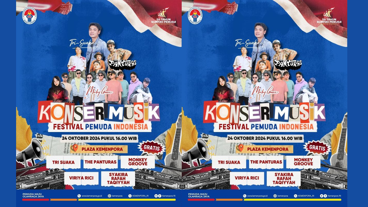 Gratis! Kemenpora Gelar Konser Musik Festival Pemuda Indonesia 2024 Hari ini, Cek Line Upnya