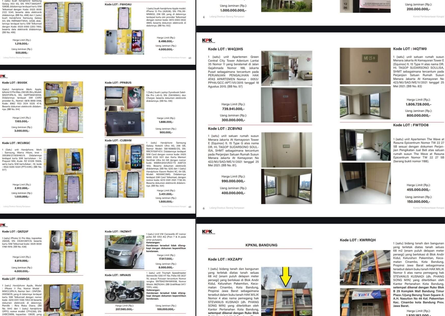 KPK Buka Lelang Barang Rampasan, Ada Rumah, Tas Branded hingga Baju Sutera