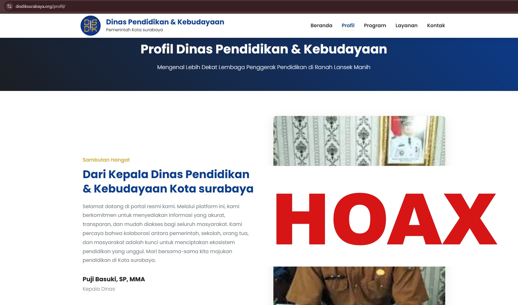 Beredar Situs Palsu Dispendik Surabaya, Kadispendik Imbau Masyarakat Waspada