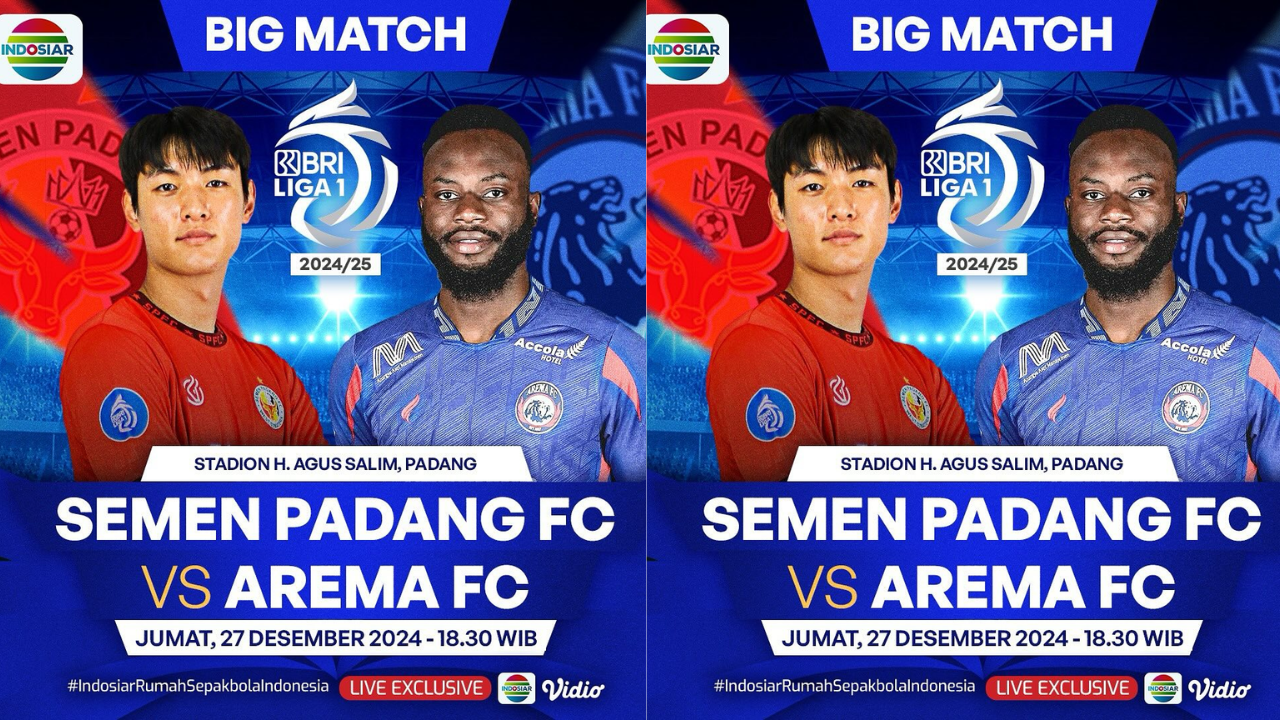 Link Live Streaming Semen Padang vs Arema FC di Liga 1 Hari Ini 27 Desember 2024, Big Match Pukul 15.30 WIB