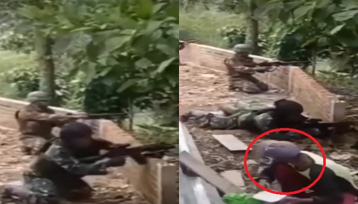 Situasi Mencekam! Pria Ini Malah Asyik Makan Dekat Tentara saat Adu Tembak, Tingkahnya Bikin Bengong