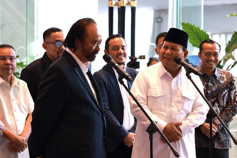 Prabowo Terima Ucapan Selamat sebagai Presiden Terpilih dari Surya Paloh Secara Langsung