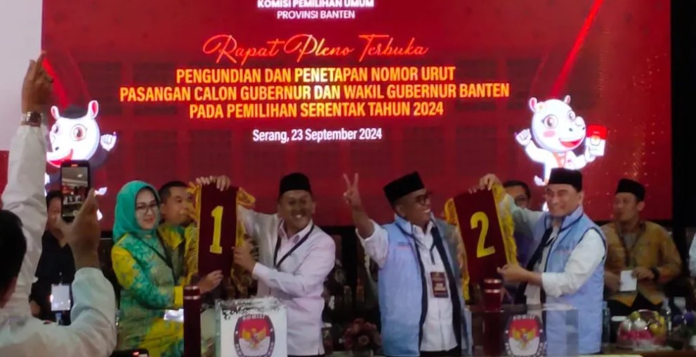 Pilkada Banten 2024: Airin-Ade Nomor 1, Andra Soni-Dimyati Nomor 2 