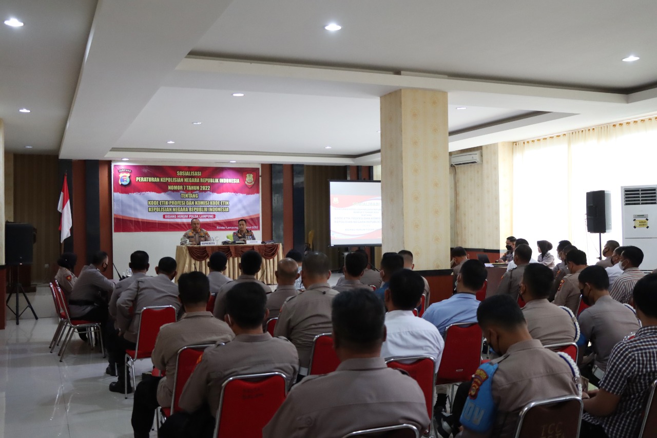 Polresta Bandarlampung Ikuti Sosialisasi Perpol No.7/2022 dari Bidkum Polda Lampung