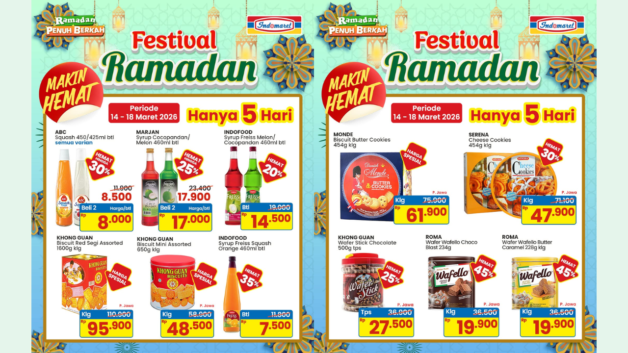 Katalog Promo Indomaret Jelang Lebaran 16-21 Maret 2026, Ada Diskon Biskuit Serena-Monde Mulai Rp40 Ribuan