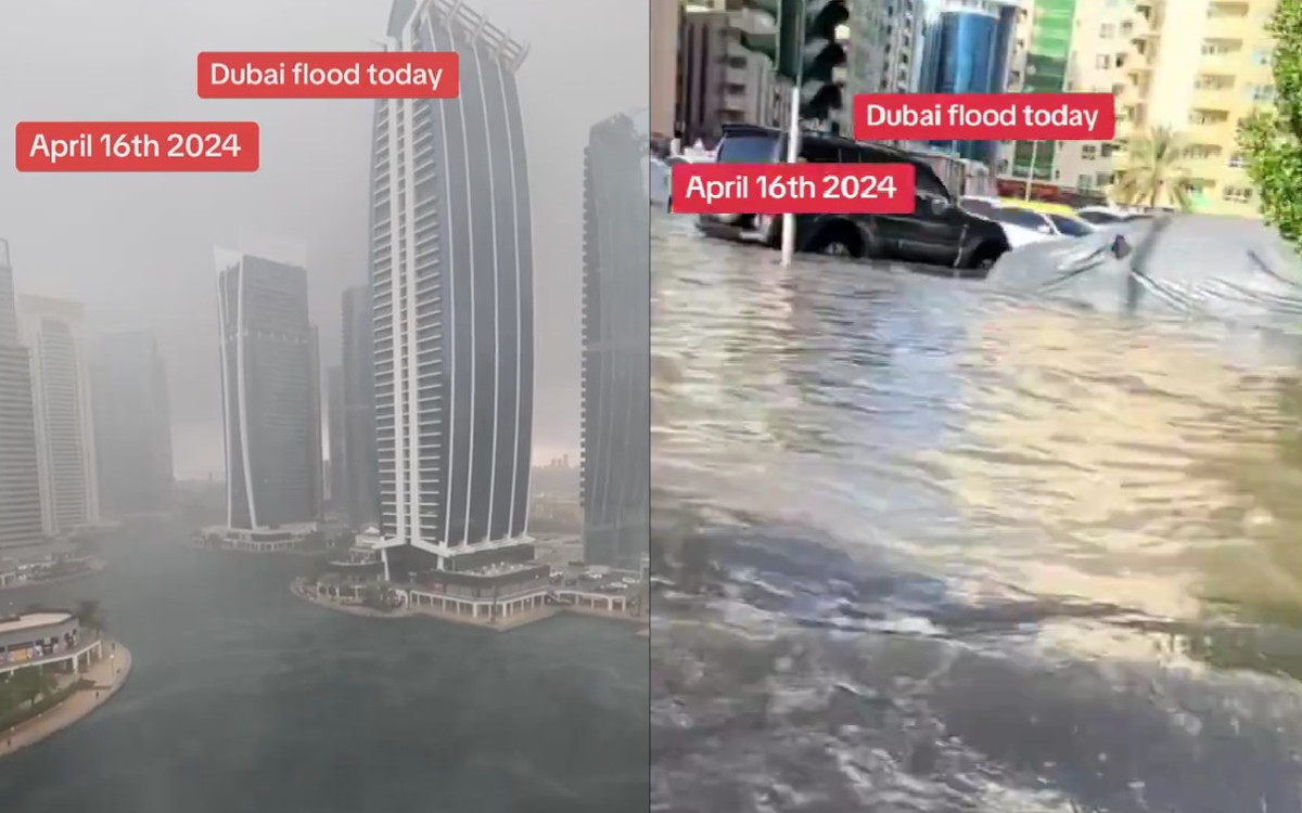 Dubai Tenggelam Diterjang Banjir dan Badai, Suasana Kota Bikin Merinding: Ferrari-Burj Khalifa Tenggelam