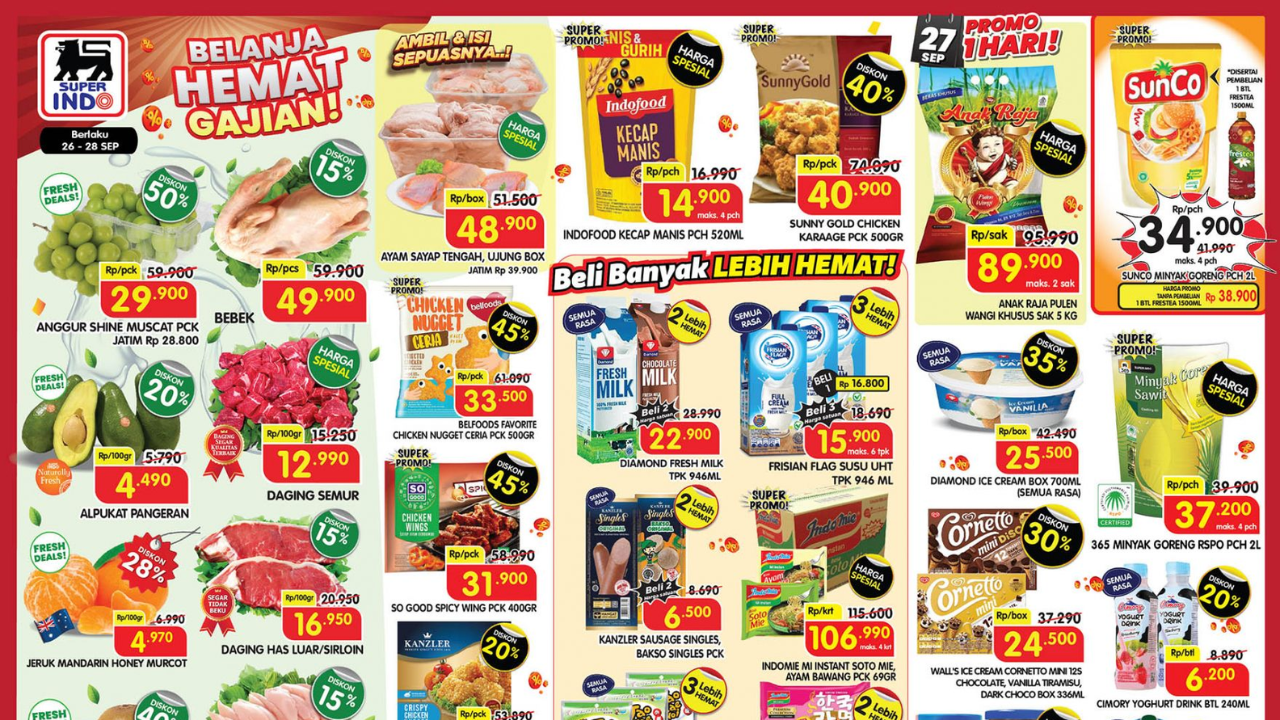 Promo JSM Superindo Minggu Ini 26-28 September 2025, Spesial Gajian Sunco Minyak Goreng 34 Ribuan