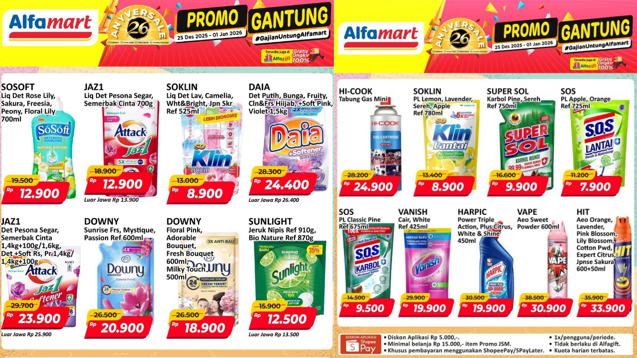 Promo JSM Alfamart Hari Ini 27 Desember 2025, Diskon Soklin Lantai Rp8 Ribuan