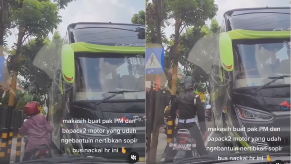 Viral! Bus PO Haryanto Diamuk Warga Gegara 'Ngeblong' di Lampu Merah Arteri Madiun, Polisi Militer Turun Tangan, Reaksinya Bikin Gregetan