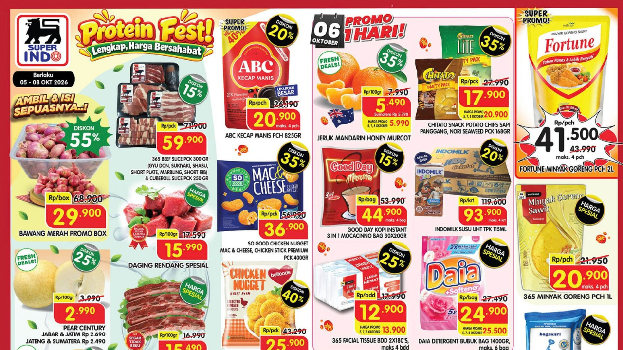 Katalog Promo Superindo Weekday 5-8 Oktober 2026, Diskon ABC Kecap Rp20.900