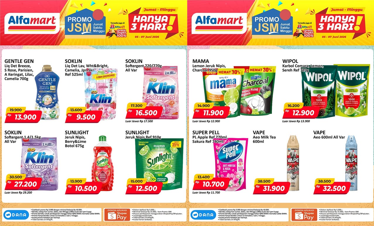 Promo JSM Alfamart Hari Ini 7 Juni 2026, Sabun Sunlight Botol Diskon Cuma Rp10 Ribuan!