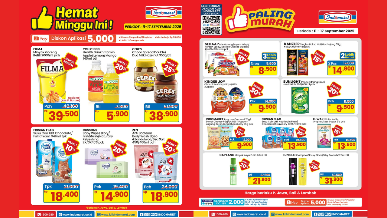 Katalog Promo Indomaret Minggu ini 15-21 September 2025, Sabun Mandi Cair-Shampoo Mulai Rp17 Ribuan