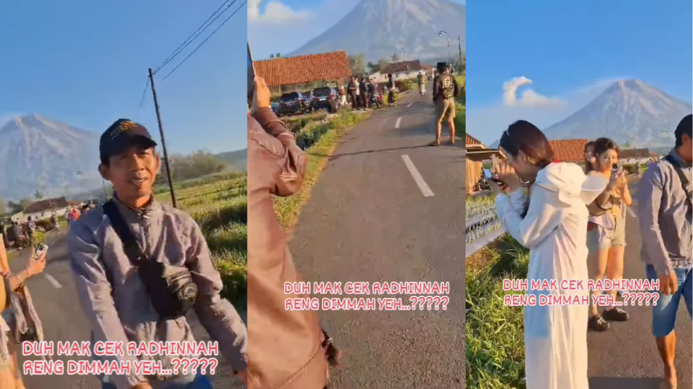 Viral Ramai Turis di Pronojiwo Lumajang dengan Latar Belakang Gunung Semeru, Bikin Salfok