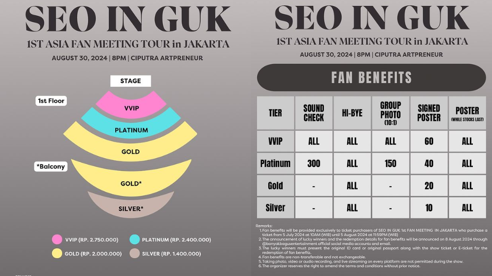 Harga Tiket Fan Meeting Seo In Guk di Jakarta 30 Agustus 2024, Termurah Rp1,4 Juta