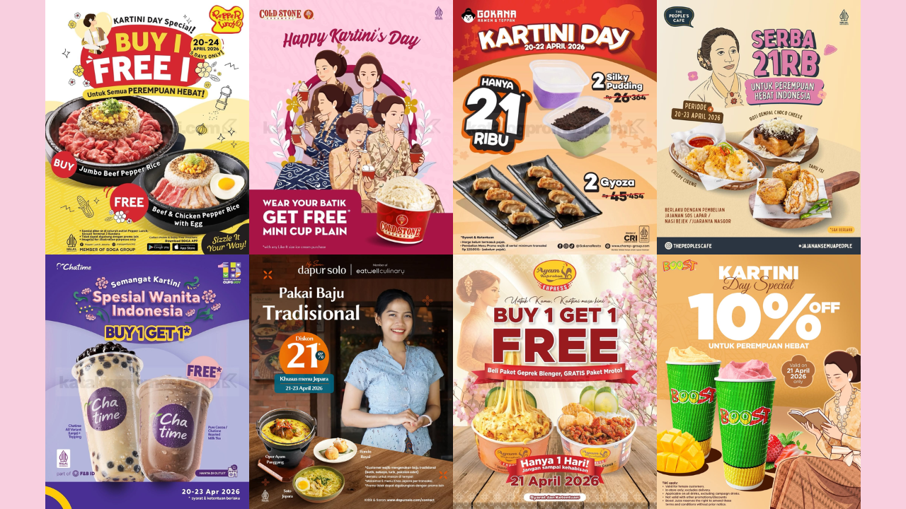 22 Promo Makanan dan Minuman Spesial Hari Kartini 2026, Ada HokBen, Kimukatsu, Boost hingga Chatime