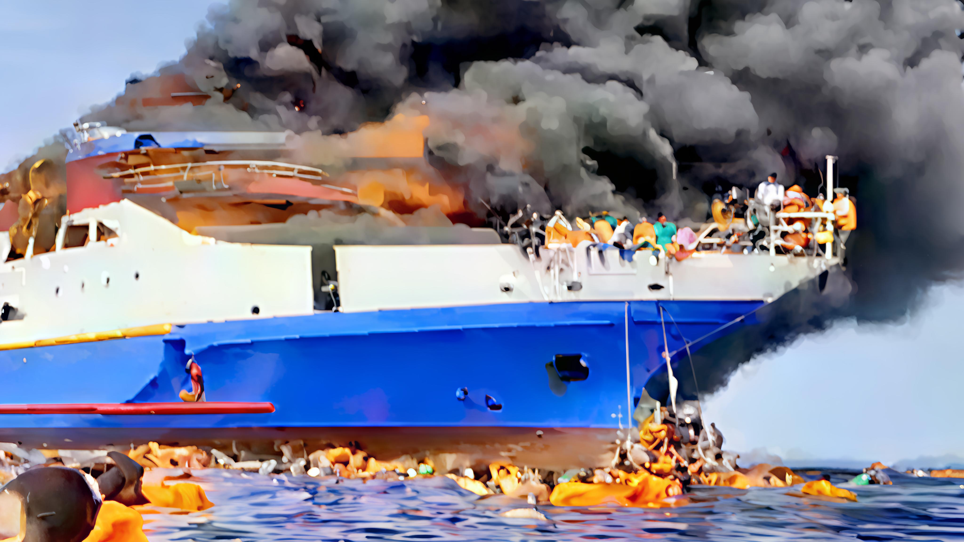 KM Barcelona Terbakar di Perairan Pulau Talise, Puluhan Penumpang Panik dan Lompat ke Laut
