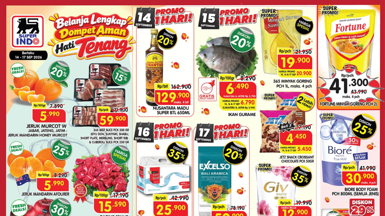 Katalog Promo Superindo Minggu Ini 14-17 September 2026, Diskon Kispray Rp4.000