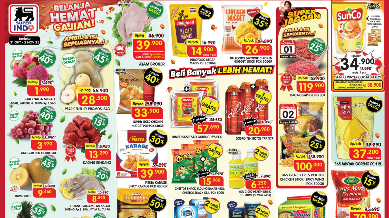 Promo JSM Superindo Terbaru 31 Oktober-2 November 2025, Gajian Hemat Minyak Goreng 2L Rp34 Ribuan