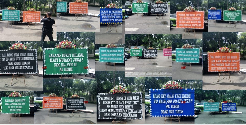 Karangan Bunga Korban EDCCash Hiasi Rumah Presiden di Kertanegara: Tolong Kami Pak Prabowo!