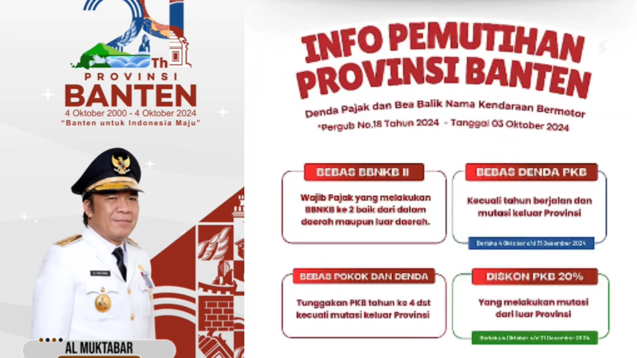 HUT Ke-24 Banten, Pemprov Gelar Pemutihan Denda Pajak dan BBNKB hingga Akhir Tahun 2024