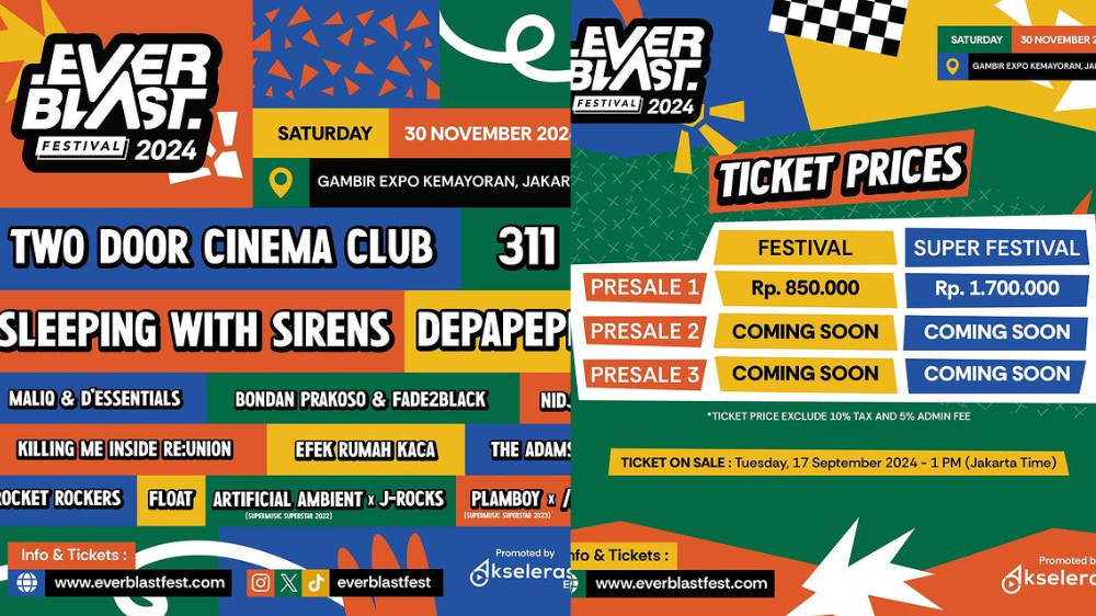 Everblast Festival 2024 di Gambir Expo Kemayoran 30 November, Line Up hingga Harga Tiket