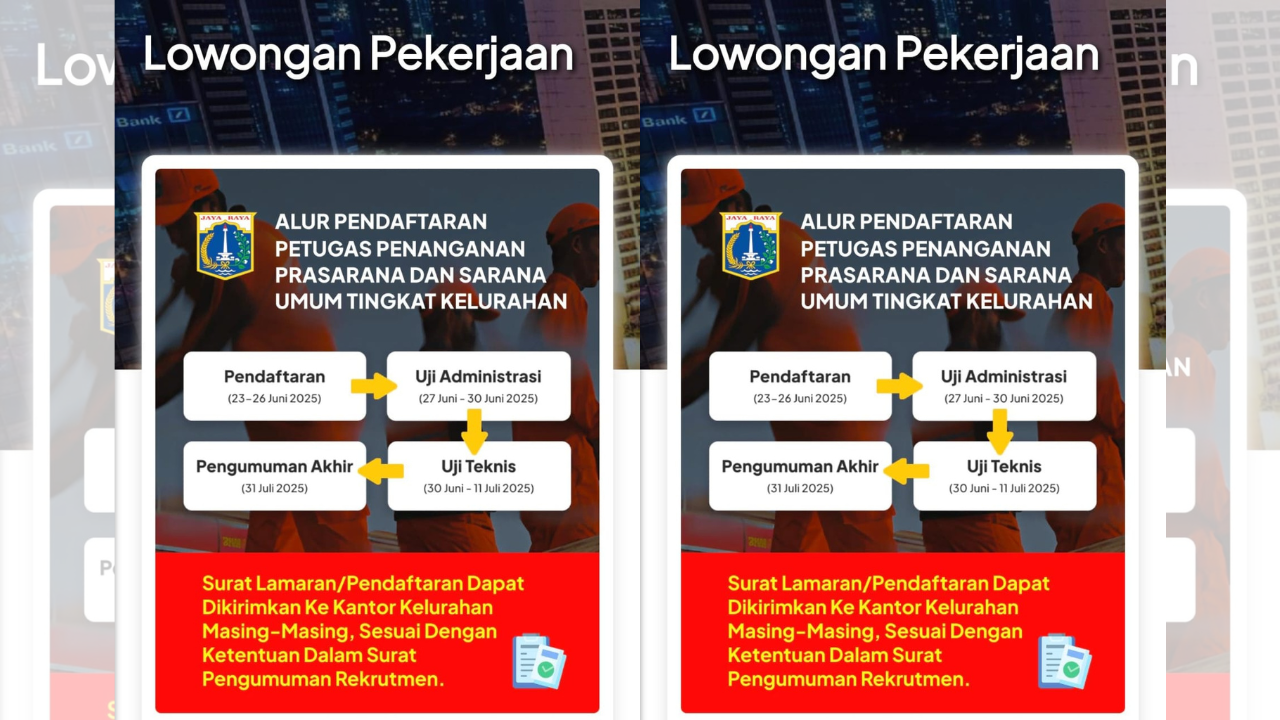 Rekrutment PPSU Jakarta Resmi Dibuka, Cek Syarat dan Tahapannya