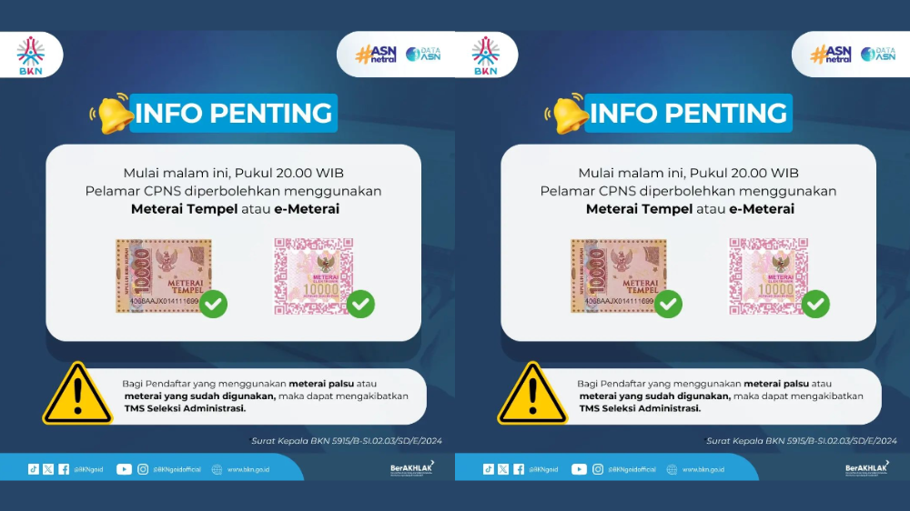 Dipermudah! Kini Meterai Tempel Boleh Dipakai di Pendaftaran CPNS 2024