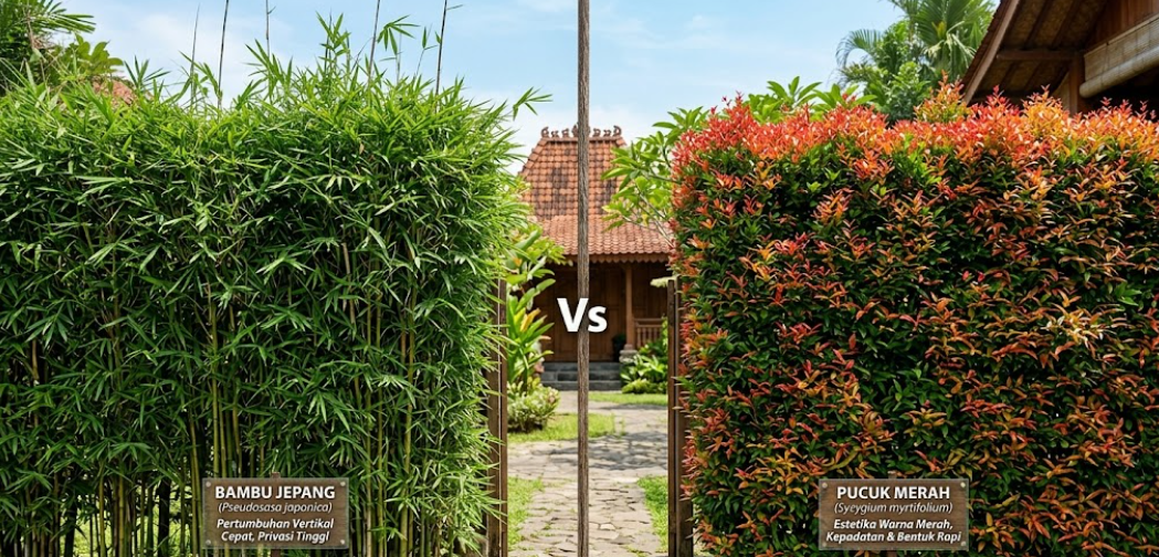 Pucuk Merah vs Bambu Jepang, Adu Unggul untuk Pagar Alami Rumah