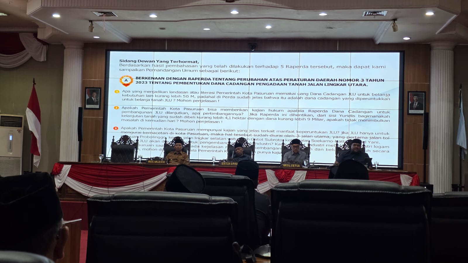 Mantan Waket 1 DPRD Kota Pasuruan Pertanyakan Pengesahan Perda Dana Cadangan untuk JLU