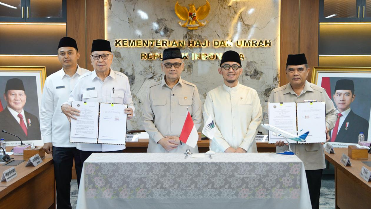 Kemenhaj RI - Garuda Indonesia Teken Kerja Sama, Jamin Kepastian Armada dan Jadwal Penerbangan Haji 2026-2028