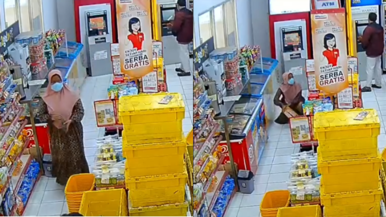 Terekam CCTV! Ibu-Ibu Nekat Curi Barang di Minimarket, Disembunyikan di Bawah Pakaian