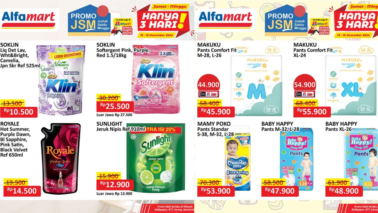 Promo Alfamart Terbaru Hari Ini 15 Desember 2024, Detergen Mulai Rp10 Ribuan