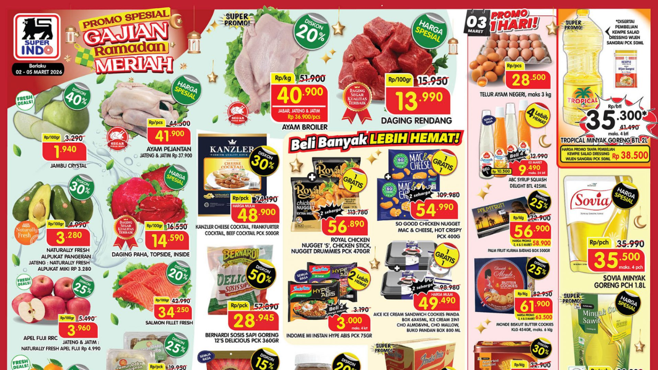 Promo Superindo Minggu Ini Terbaru 2-5 Maret 2026, Spesial Ramadhan Daging Rendang Mulai Rp13 Ribuan