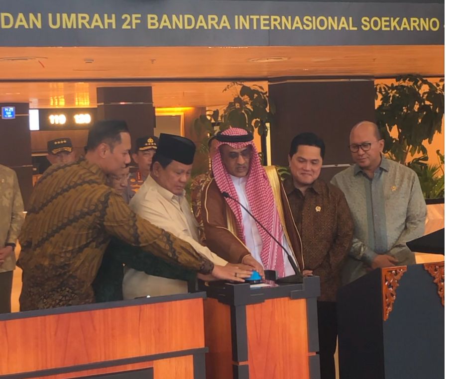 Bismillahirrahmanirrahim! Detik-Detik Prabowo Tekan Tombol Peresmian Terminal Haji Bandara Soekarno Hatta