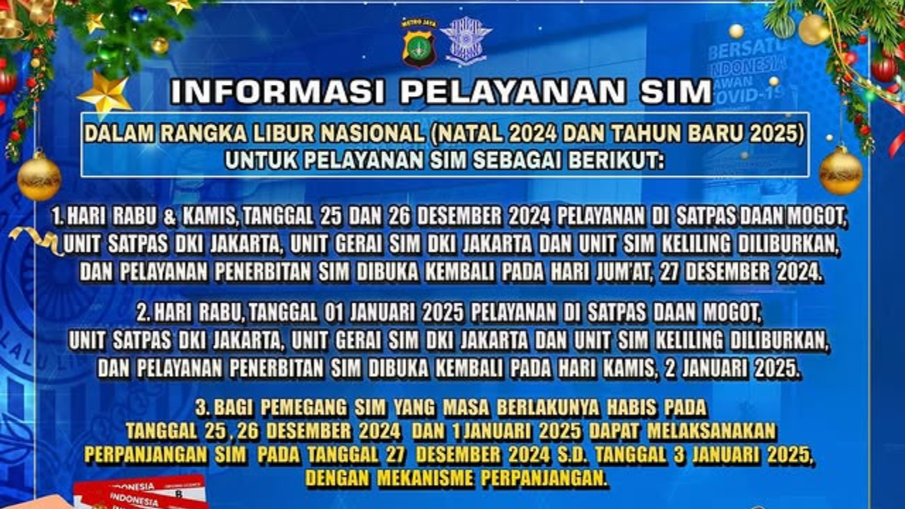 Pengumuman! Pelayanan SIM Keliling di Jakarta Tutup selama Libur Nataru 2024/2025