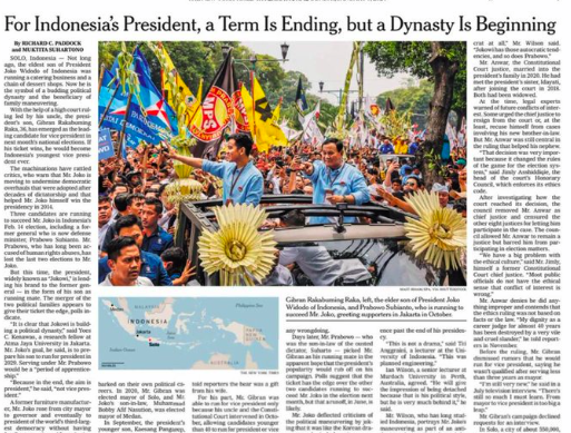 New York Times Soroti Politik Dinasti di Pilpres RI, Ambang Priyonggo: Demi Status Quo Kekuasaan