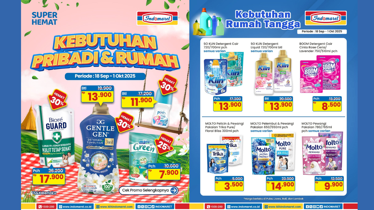 Promo Indomaret Minggu ini 22-29 September 2025, Akhir Bulan Banjir Diskon Kebutuhan Rumah Tangga!