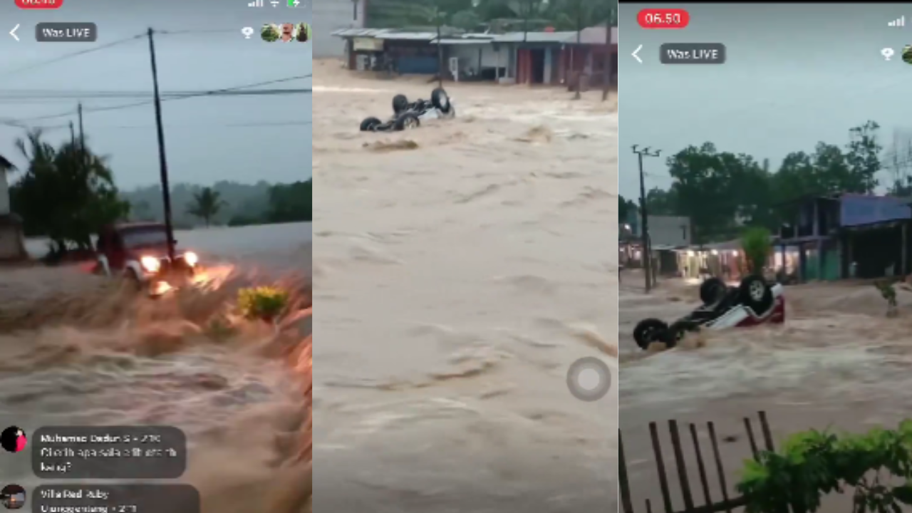 Ngeri! Detik-Detik Pengendara Mobil Terjebak Banjir Bandang Sukabumi, Nekat Terobos Arus Sungai yang Meluap