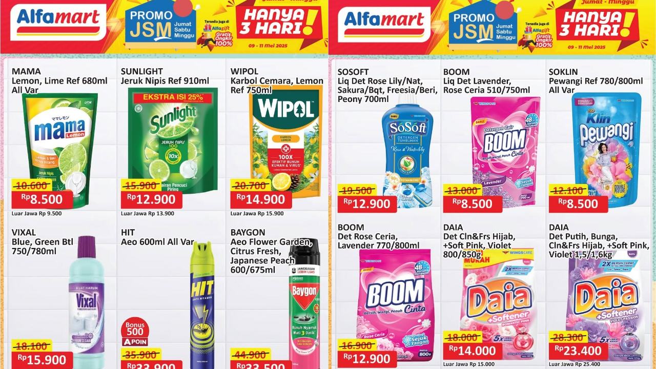 Promo JSM Alfamart Hari Ini 10 Mei 2025 Edisi Long Weekend, Soklin Softener Rp8 Ribuan!