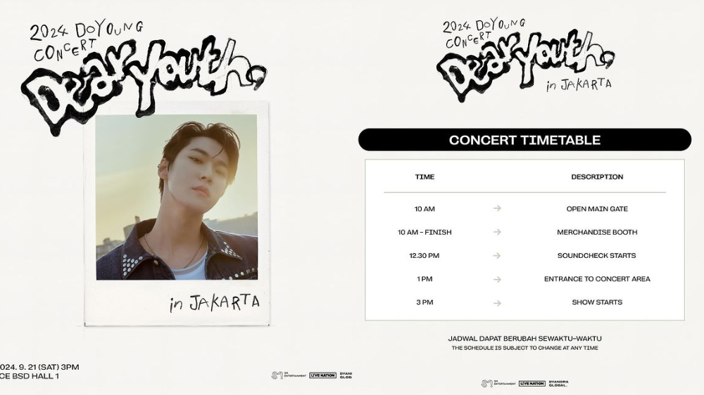 Rundown Konser Doyoung NCT di ICE BSD 21 September 2024, Open Gate 10.00 WIB