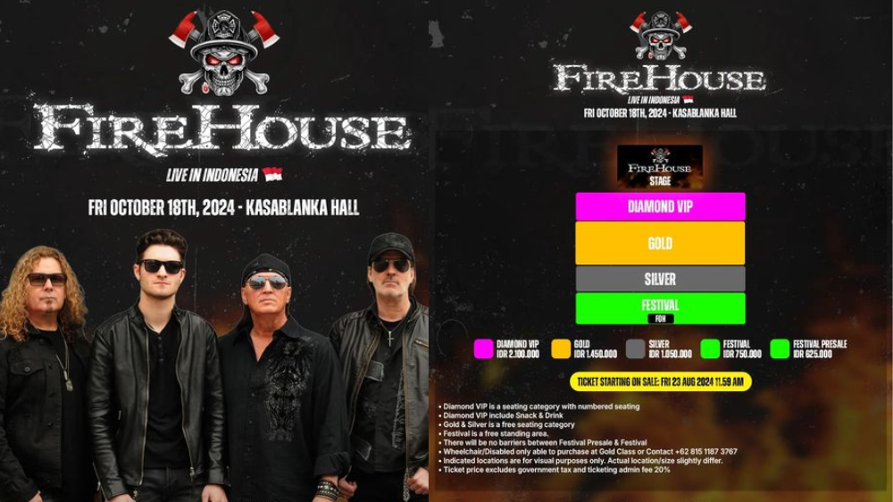 FireHouse Gelar Konser di Jakarta 18 Oktober 2024, Harga Tiket Mulai Rp625 Ribu