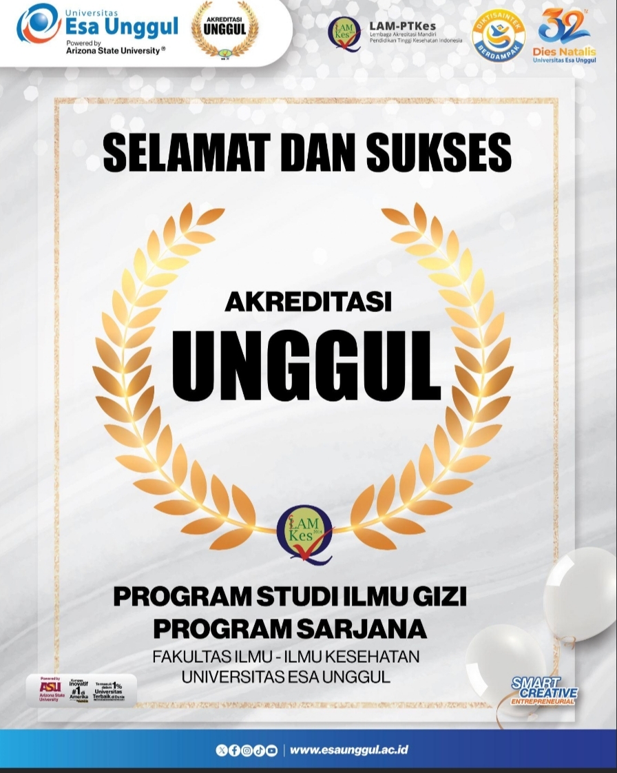 Universitas Esa Unggul: Prodi Gizi Meraih Akreditasi Unggul LAM-PTKes dengan Sistem Penilaian Terbaru