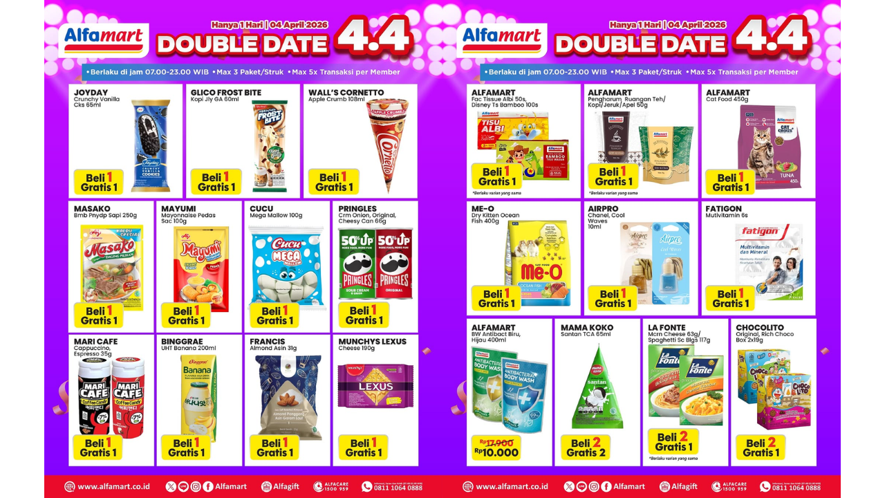Promo Alfamart Terbaru Spesial 4.4 April 2026, Ada Diskon La Fonte Macaroni Beli 2 Gratis 1 