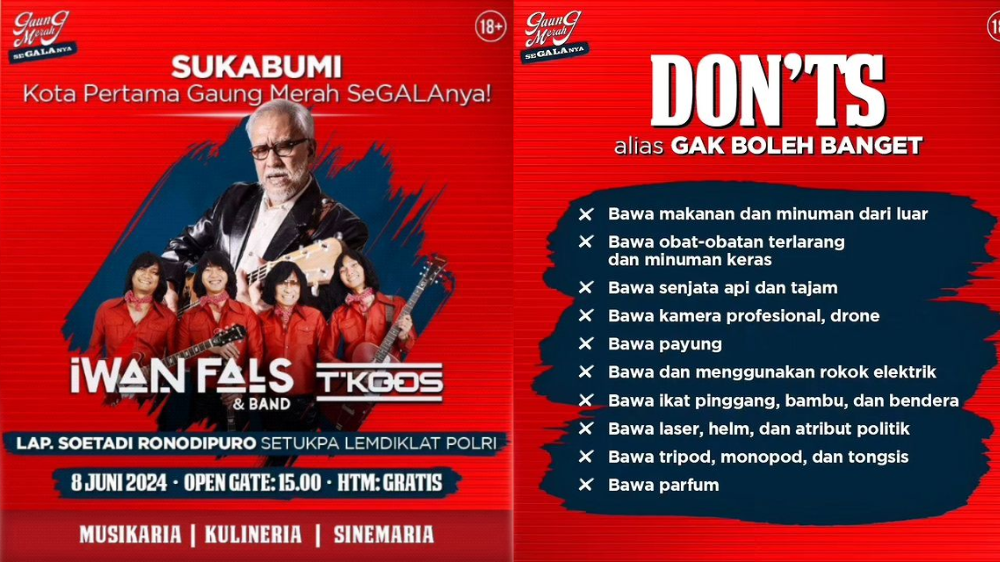 Hari Ini! Konser Gratis Iwan Fals Digelar di Sukabumi 8 Juni 2024, Open Gate Pukul 15.00 WIB