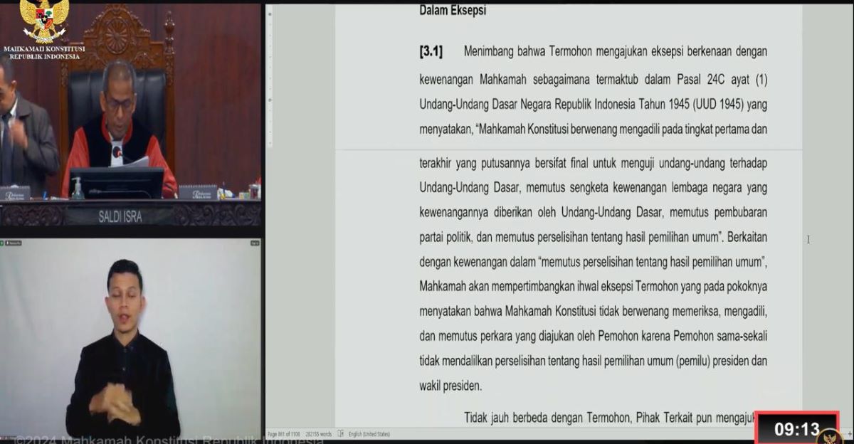 Tim Pembela Prabowo-Gibran Sebut Dalil THN Amin Tak Jelas dan Kabur, Saldi Isra: Tidak Beralasan Menurut Hukum