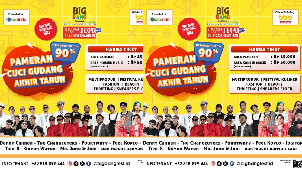 Big Bang Festival Digelar di JIExpo Kemayoran 21 Desember 2024-1 Januari 2025, Harga Tiket Mulai Rp15 Ribu